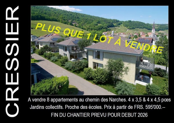 PLUS QUE 1 SEUL LOT EN VENTE - Narches à 2088 Cressier