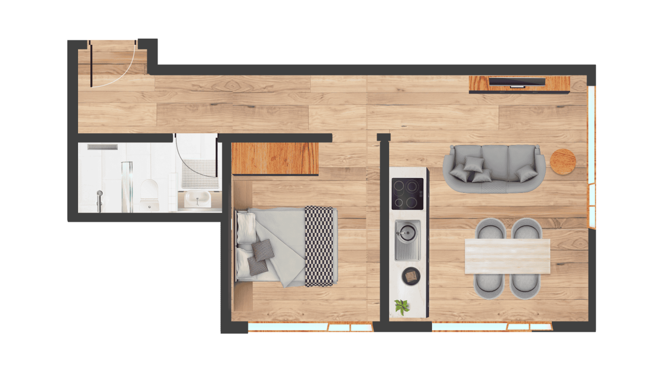 Dom 4545 - Besitzen Sie Ihr exklusives Hotelstudio oder Ihre Hotelsuite in Saas-Fee - betrieben von Dorint Hotels & Resorts. 2.5 Zimmer 111