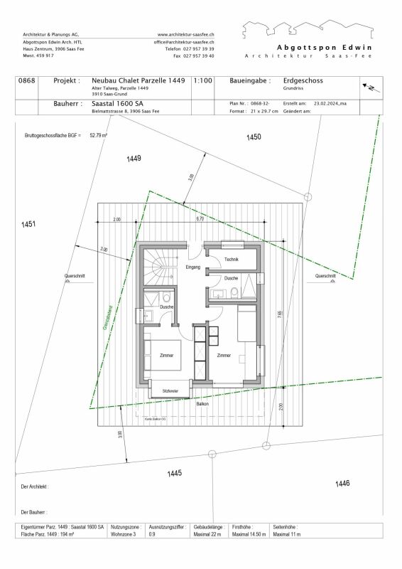 Snowstar Zen Lauinen Saas-Grund New Build 2026/27. Attractive single-family house in a green area. Main residence. Including 2 parking spaces.