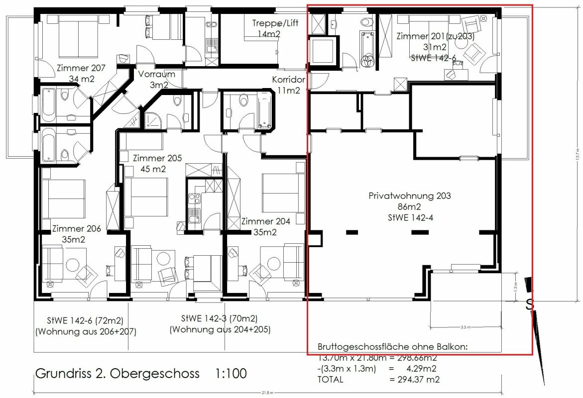 Lage - Lage - Lage! Sehr geräumige 3.5 Zimmerwohnung beim Alpin Express. Reserviert.