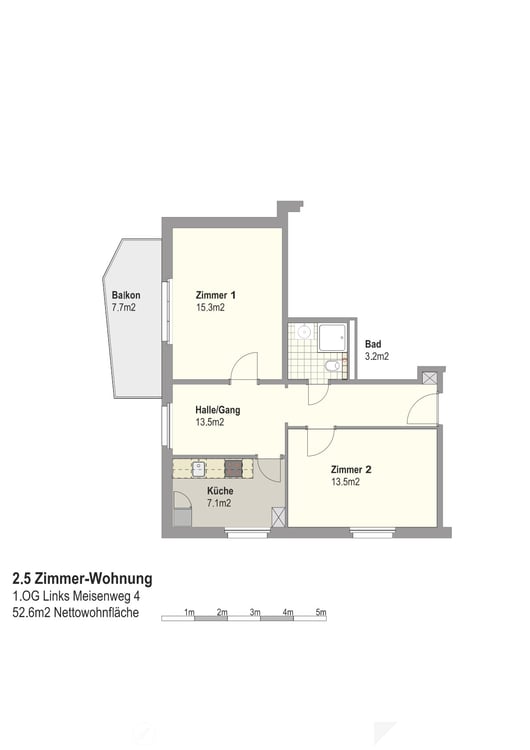 Grosszügige Wohnung mit toller Essecke und Balkon. 2