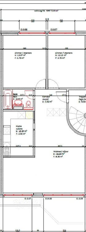 1.5-Zimmerwohnung im Hochparterre / App.  1.5 pièces rez-de-chaussée 9