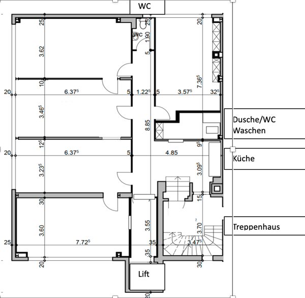 Helle 150 m2 Räume in Fabrikgebäude 1. OG mit Lift, Wohnen / Homeoffice / Atelier / für WG usw. 2