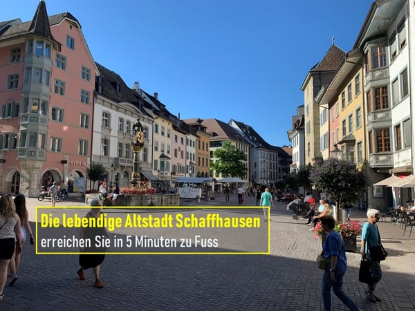 Ruhiges und sonniges Zuhause mit Aussicht über Schaffhausen, nur 5 Minuten zu Fuss vom Bahnhof 18