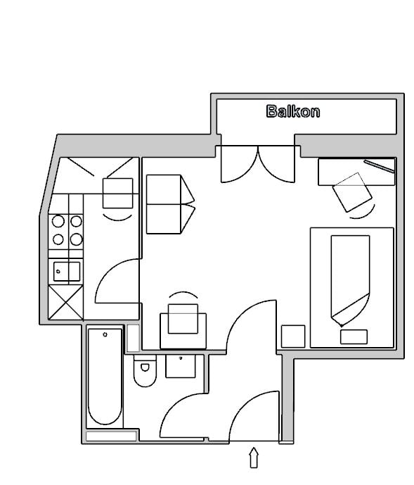 Serviced apartments - modern möblierte 2-Zimmer-Wohnung beim Tellplatz, nähe Bahnhof 7