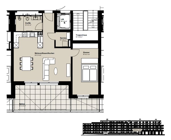 Moderne 1.5-Zimmer-Wohnung in einem Neubau – Chur West 2