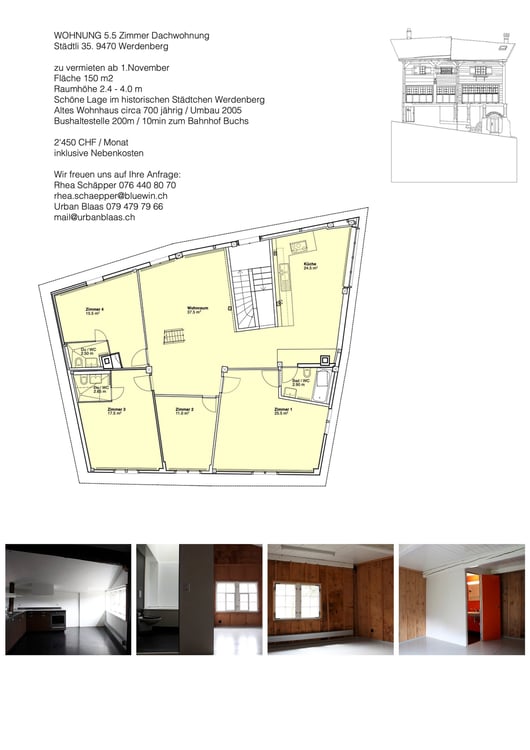 Historische 1.5-Zimmer-Attikawohnung mit Aussicht im Städtli Werdenberg 14
