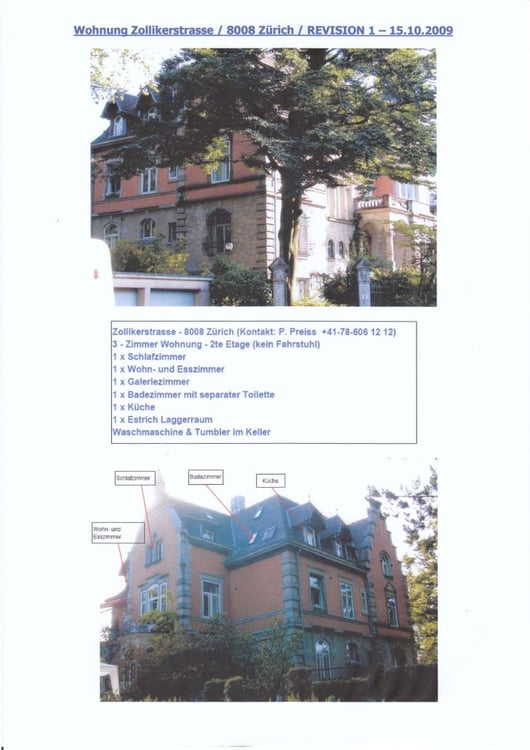 Charmante 1-Zimmer-Maisonette-Wohnung an der Zollikerstrasse Kreis 8008 1