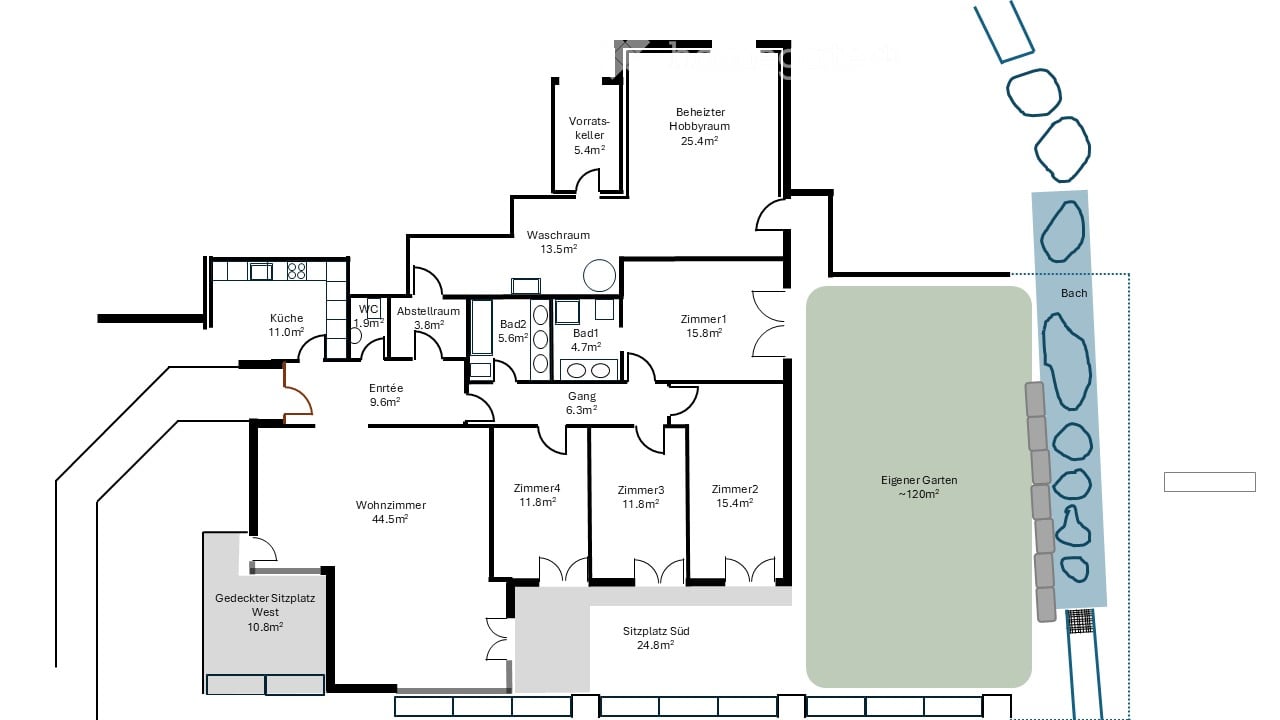 living room, kitchen, 4 bedrooms, 2 bathrooms, storage room, basement, entrance, corridor, hallway, attic, bathroom, hallway, storage, corridor, garage, wash room, utility room, laundry room