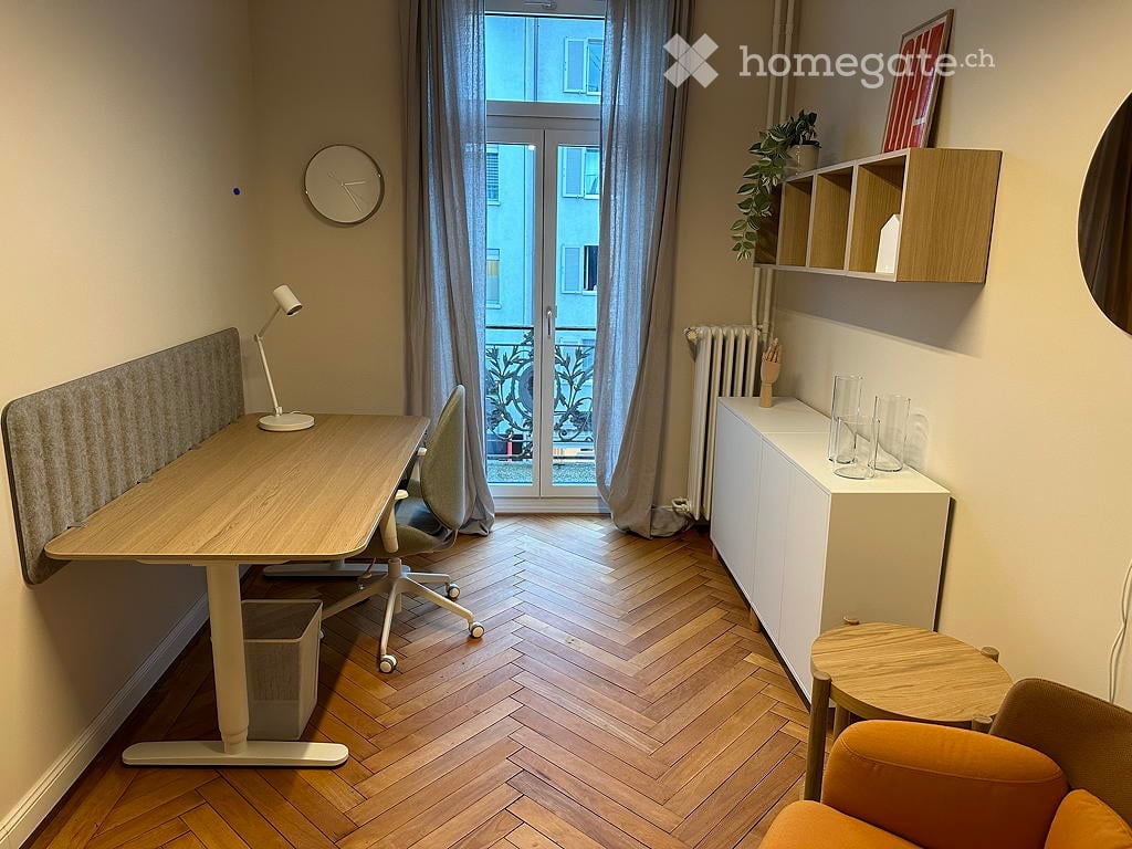 room with table, chairs, lamp, shelves, radiator, floor lamp, radiator, chair