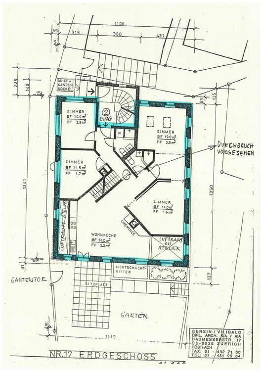 Einzigartiger Hausteil mit 2 Zimmern, Atelier, Garten, Cheminee und Sauna 15