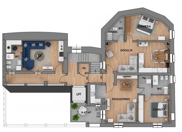 Palazzo da ristrutturare, con vista panoramica sul fiume Tresa. Potenziale di 10 appartamenti. 17