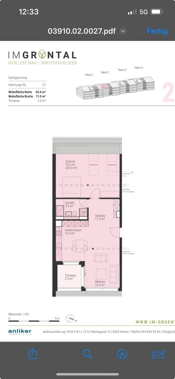 Moderne 1.5-Zimmer-Dachwohnung mit Balkon in Winterthur 4