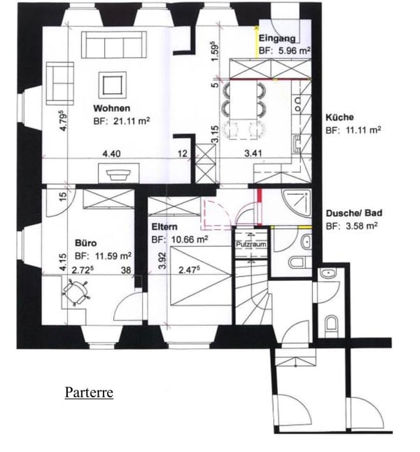 Schöne und helle 1-Zimmer-EG-Wohnung an zentraler Lage im landschaftlichen Schupfart 16