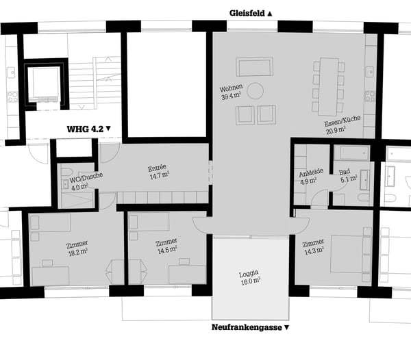 Spacious 1.5-room apartment (160 m²) with large loggia & stunning view next to Europaallee 3