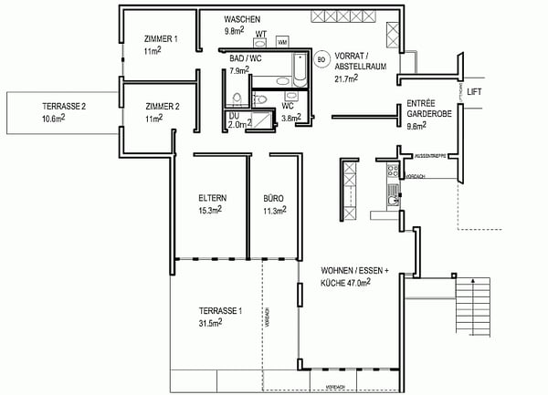 1 1/2 Zimmer-Terrassenwohnung am Bruggerberg 12
