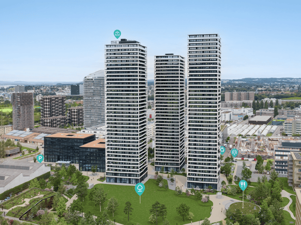 Zürich Three Point, wunderschöne, hochwertige und vollständig möblierte 1.5 Zimmer Neubauwohnung 1