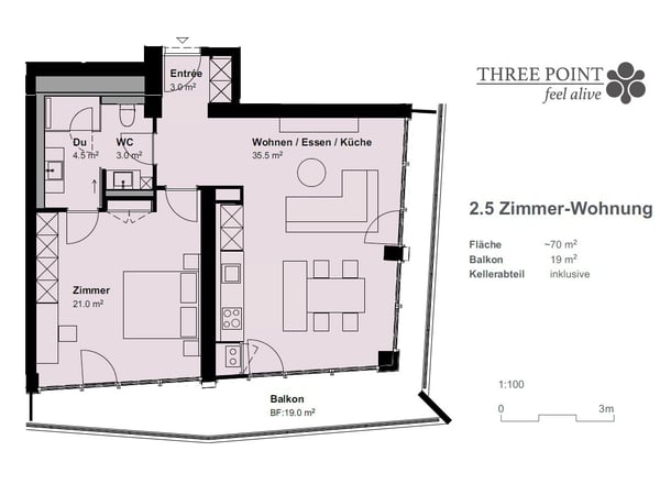 Zürich Three Point, wunderschöne, hochwertige und vollständig möblierte 1.5 Zimmer Neubauwohnung 2