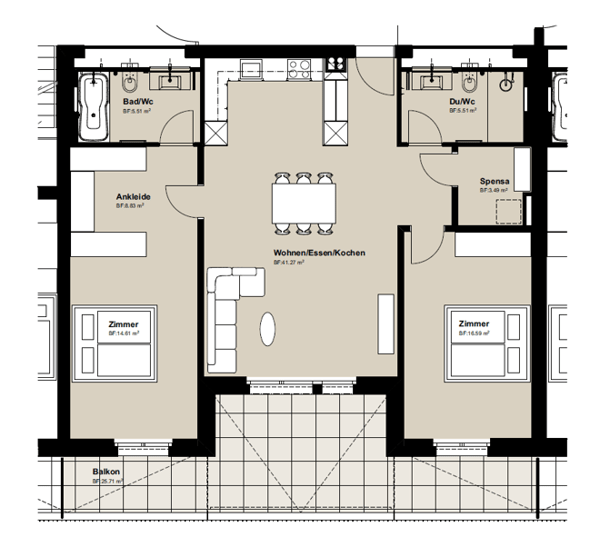 Moderne, grosszügige 2.5-Zimmer-Wohnung in Chur - Neubau 9
