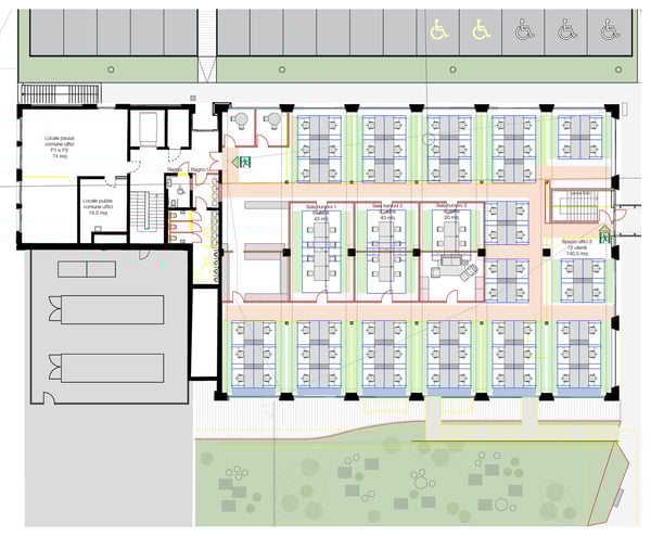 Affittiamo spazi da 300m2 a 1000 m2 ad uso servizi o uffici nel nuovo centro Piazza Saleggi 6