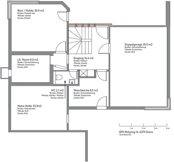 Grosszügiges Einfamilienhaus mit Garten &  Doppelgarage in ruhiger Lage in Stans zu vermieten 34