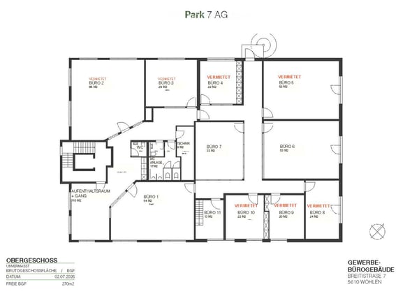 Super Lagerfläche 309 m2 mit Büroanteil 175 m2 EG - Kleinbüro's 33/53/54m2 gemäss Preisliste 22