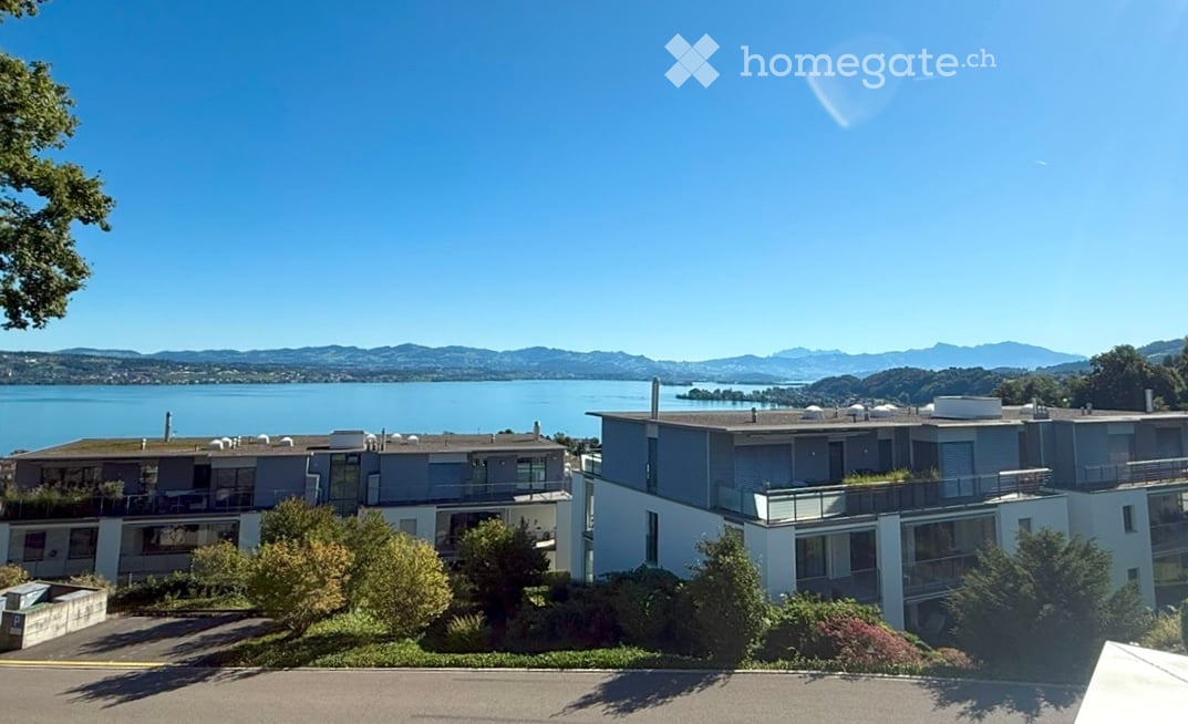 Modern building with a beautiful view of the lake