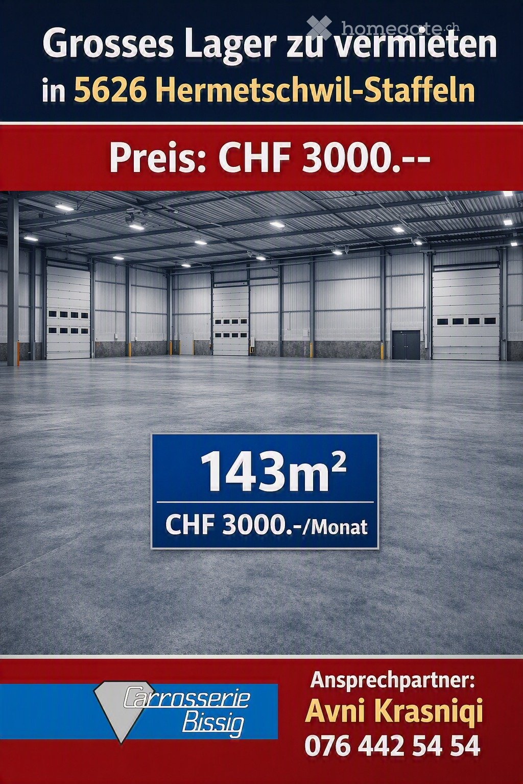 Large, empty warehouse space with concrete floors, metal walls, and multiple large garage doors. No furniture or equipment present.
