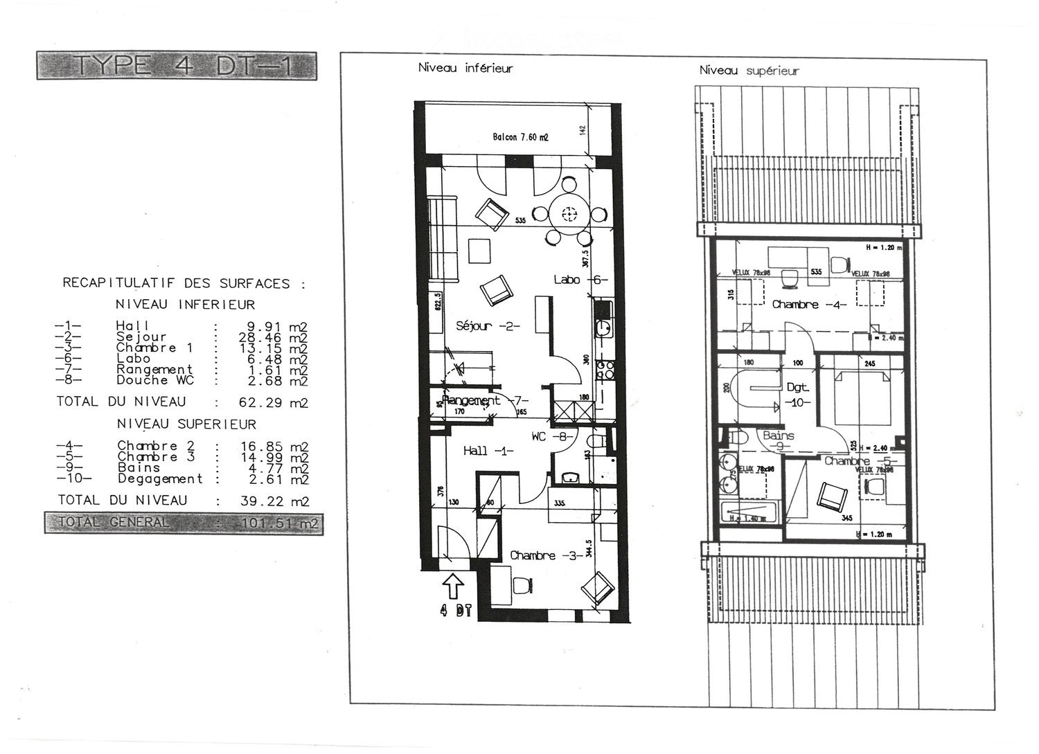 Floor Plan. Floor plan of a two-level apartment with labeled rooms including living room, bedrooms, bathrooms, and a balcony.