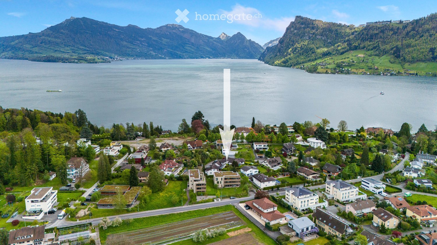 Large residential community with lake view