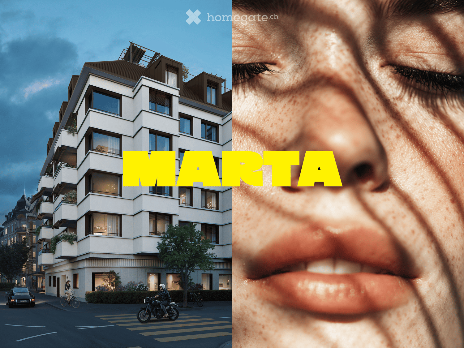 Modern multi-story residential building with balconies, large windows, and contemporary design.