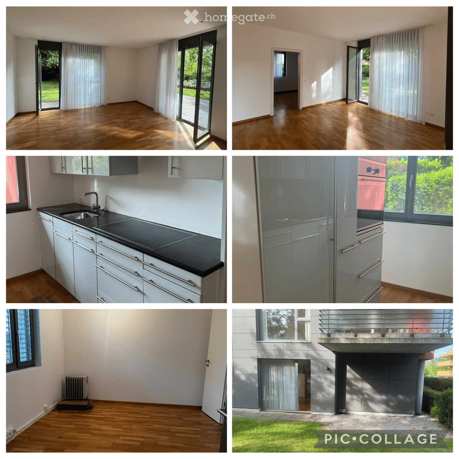 Modern house with multiple rooms including a living area, kitchen, and balcony. Features include wooden flooring, large windows, and contemporary cabinetry.