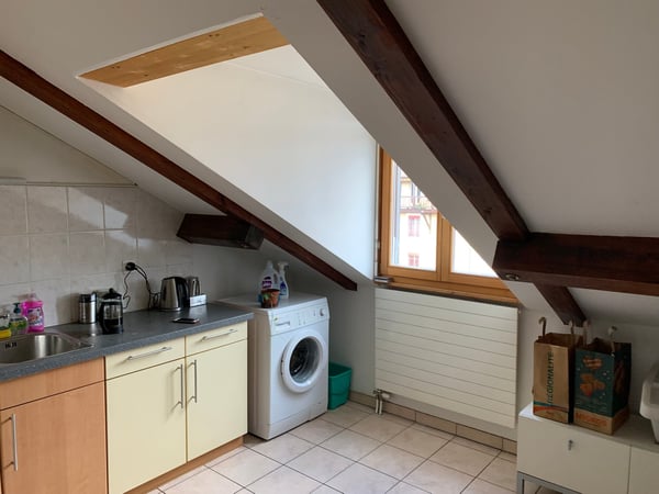 MAGNIFIQUE APPARTEMENT AVE CHARPENTE BOIS APPARENTE;  5.5 P. NON MEUBLE, CHEMINEE, JARDIN COMMUN 7