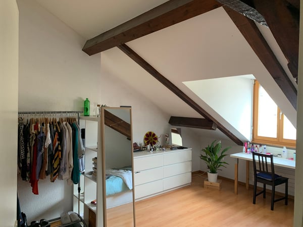 MAGNIFIQUE APPARTEMENT AVE CHARPENTE BOIS APPARENTE;  5.5 P. NON MEUBLE, CHEMINEE, JARDIN COMMUN 12