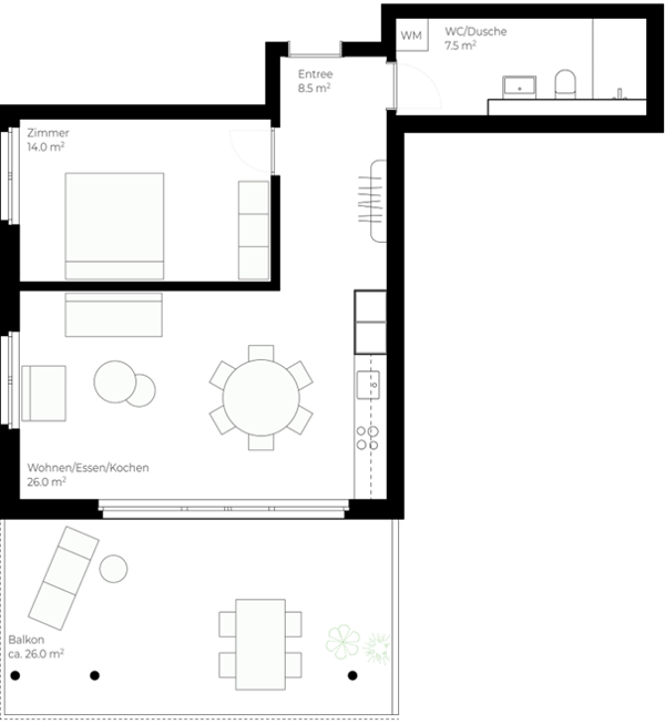 Moderne 2.5-Zimmer-Neubau-Wohnung in ruhiger Lage Mettlen 5