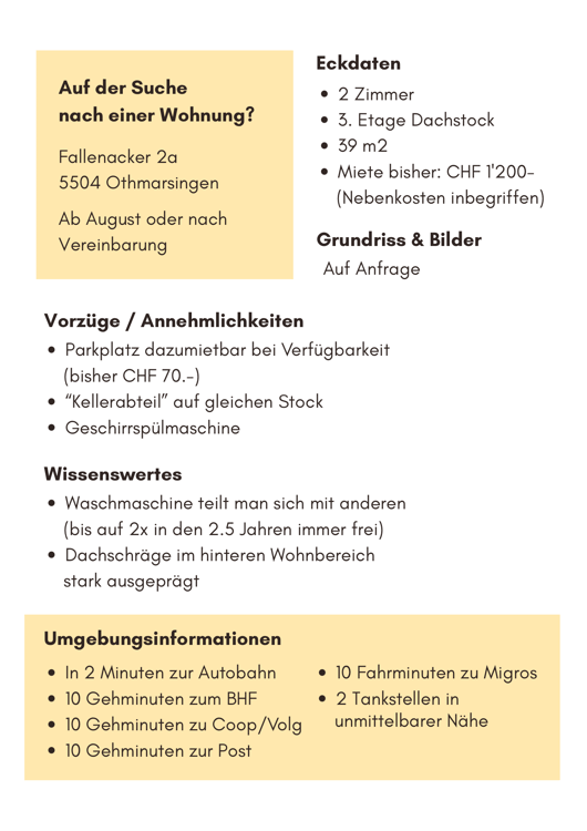 Charmante 2-Zimmer-Dachwohnung in Othmarsingen 2