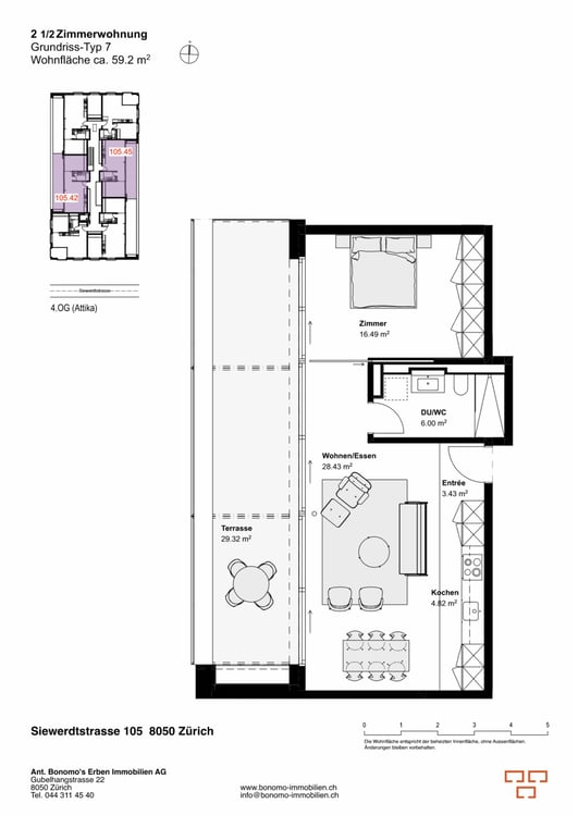Tolle 2.5-Zimmer-Attikawohnung mit grosser Terrasse zu vermieten 9