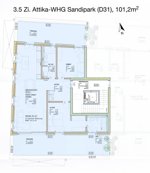 geräumige 3.5 Zimmer Attika-Wohnung (101 m²) in Bad Ragaz mit grossen Terrassen (total 66 m²) 2