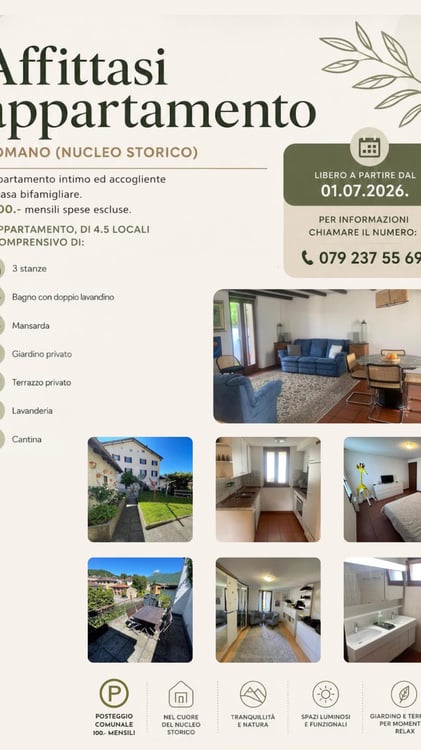 Appartamento di 4 locali con vista e giardino a Comano – disponibile dal 1° luglio 2026 10