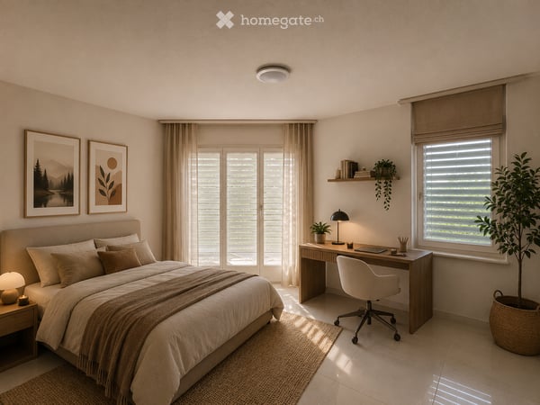 Moderne Einzelzimmer mit Gartensitzplatz in freistehender Villa nahe Zürichsee 3