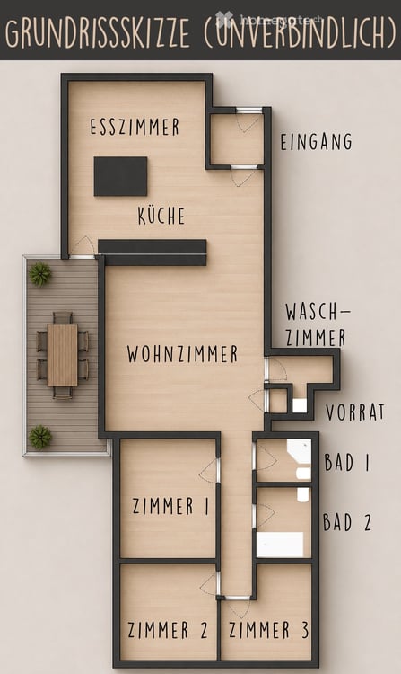 Lichtdurchflutete 4.5-Zimmer-Gartenwohnung 3