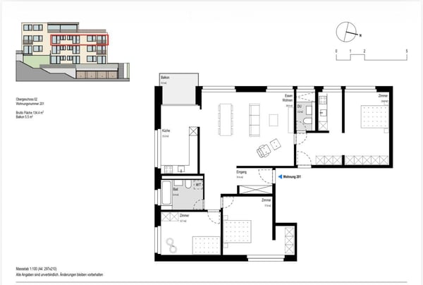 Flexibel wohnen auf 134 m², frisch sanierte 4.5-Zimmer-Wohnung mit möglichkeit für separater Wohnung 13