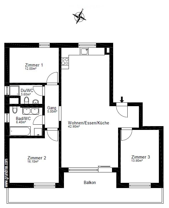 Top gepflegte, familienfreundliche Wohnung mit grossem Balkon an perfekter Lage 2