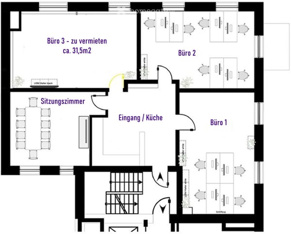 Büroraum (ca. 31m²) in Bürogemeinschaft 8