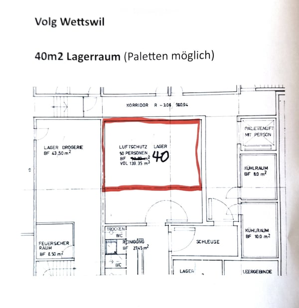 Lagerräume 13.8 m2 (UG Volg Hedingen) oder 40m3 (UG Volg Wettswil) 6