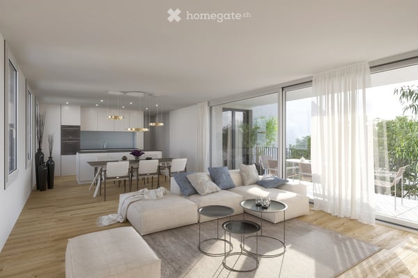 Gehobenes Wohnen in Allschwil – 5.5-Zimmer-Neubauwohnung mit Westbalkon und Einstellhalle 1