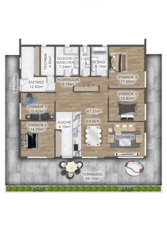 Exklusives 5.5-Zimmer-Terrassenhaus mit 60 m² Sonnenterrasse an bester Wohnlage in Zug 16