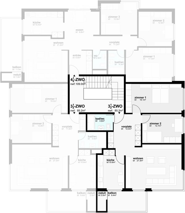 Helle 3.5-Zimmer-Wohnung mit Balkon im grünen Matthofpark, Luzern 3