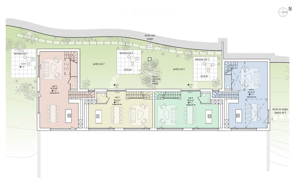 4 maisons en rangée avec terrasse, jardin et vue 9