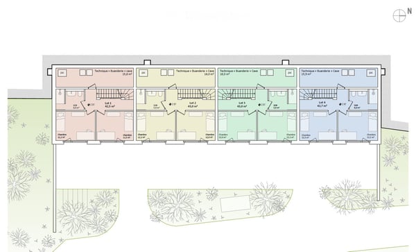 4 maisons en rangée avec terrasse, jardin et vue 8